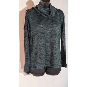 Apt 9 Cold Shoulder Cowl Neck Long Sleeve Top Heathered Green Medium